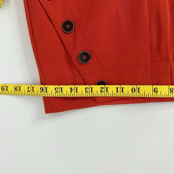 Anthropologie Pants Womens 10 Red Orange Essential Slim Button Pockets Career - Picture 13 of 16